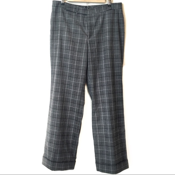 Dockers Pants - Stretch Wide Leg Window Pane Plaid Pants in Gray
